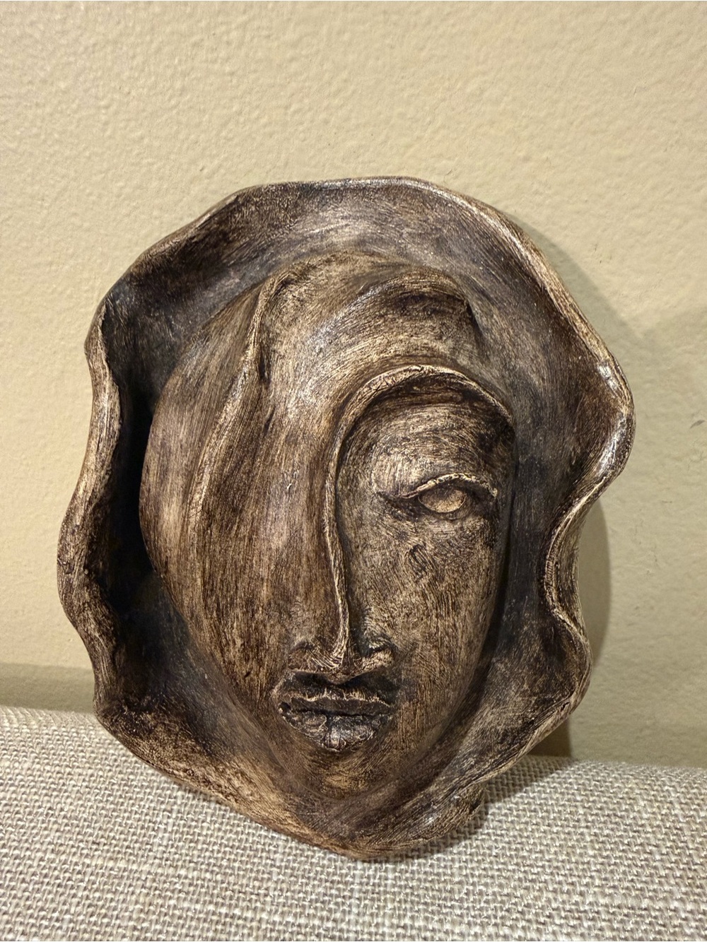 Studio G Gerrol Benigno Pottery Mask Wall Plaque Sculpture Abstract Face Vintage